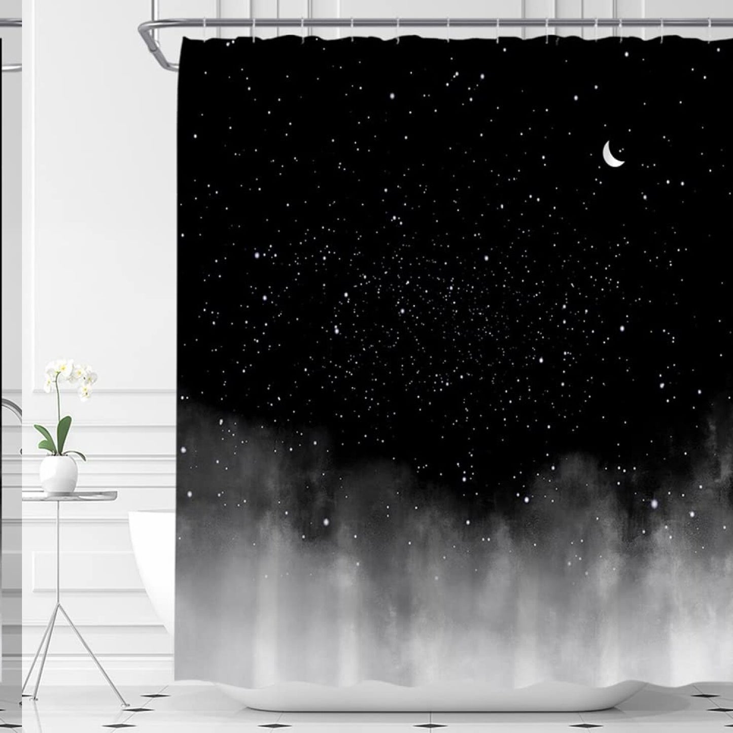 Starry Sky Moon Shower Curtain 70x70 Inches