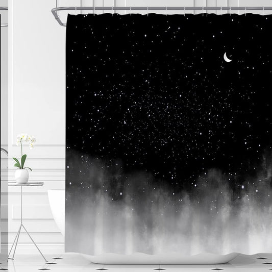 Starry Sky Moon Shower Curtain 70x70 Inches
