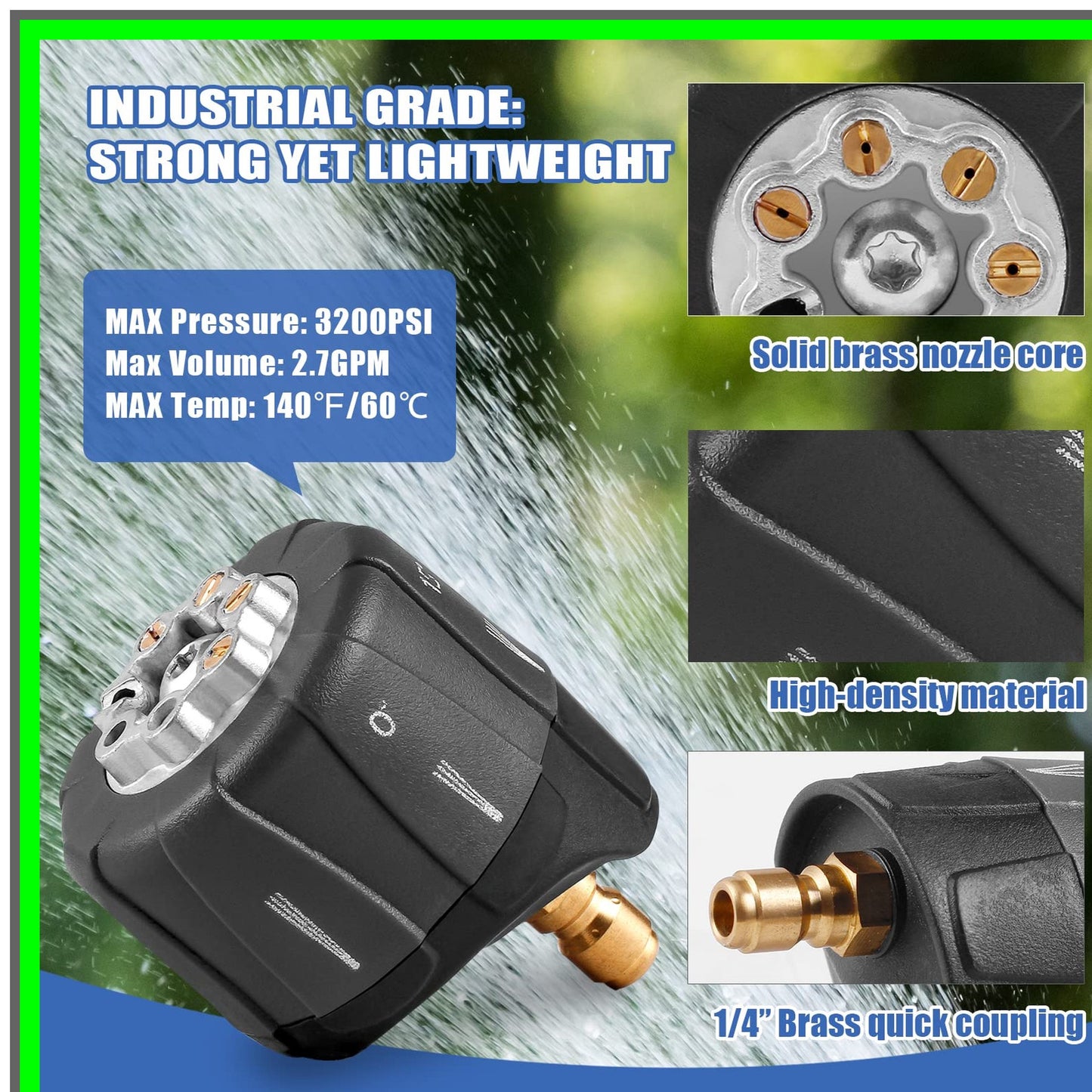 Versatile 7-in-1 Adjustable Pressure Washer Nozzle for 3200 PSI Cleaning