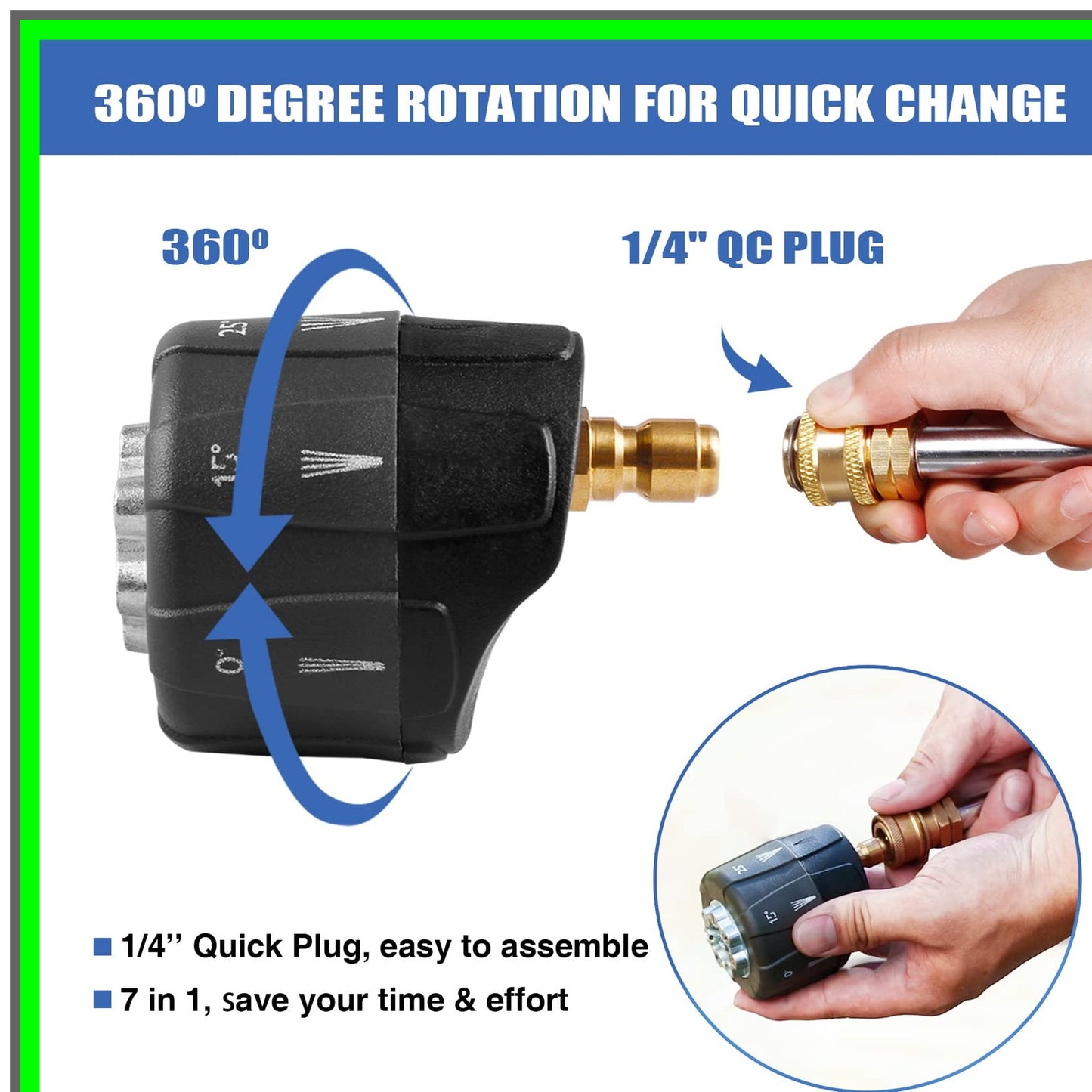 Versatile 7-in-1 Adjustable Pressure Washer Nozzle for 3200 PSI Cleaning