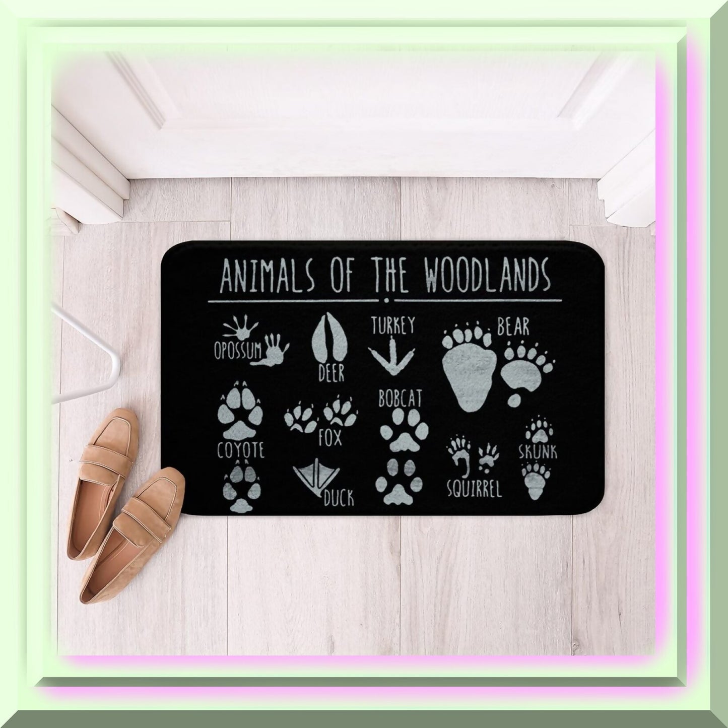 Bear Paws Bathroom Rug 16"x24" Non Slip Black