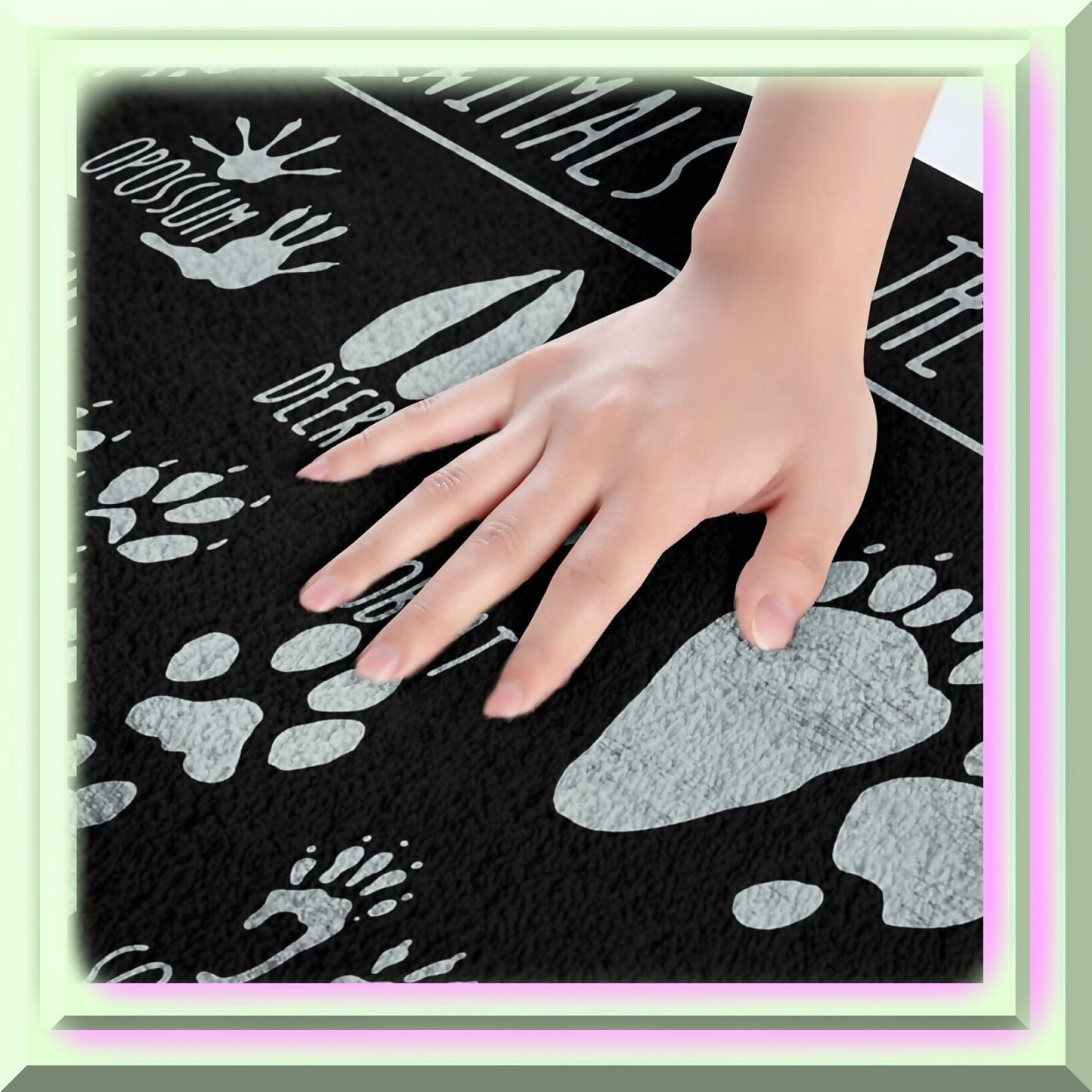 Bear Paws Bathroom Rug 16"x24" Non Slip Black