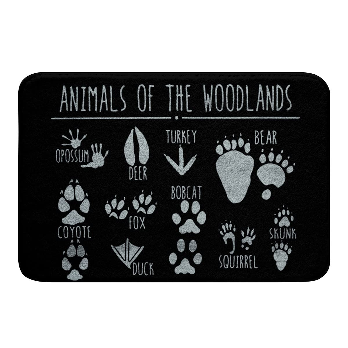 Bear Paws Bathroom Rug 16"x24" Non Slip Black