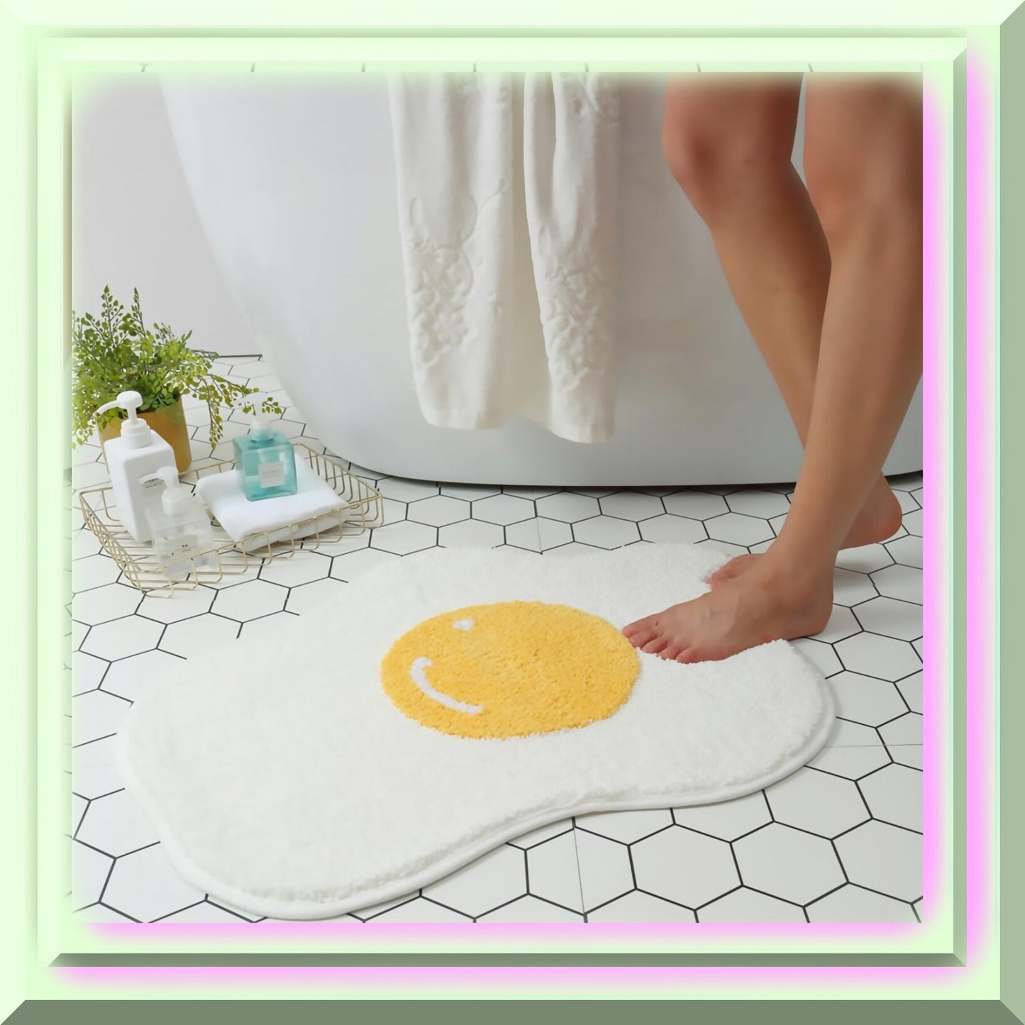 Egg Shape Bath Rug, 30"x21", Non Slip, Water Absorbent
