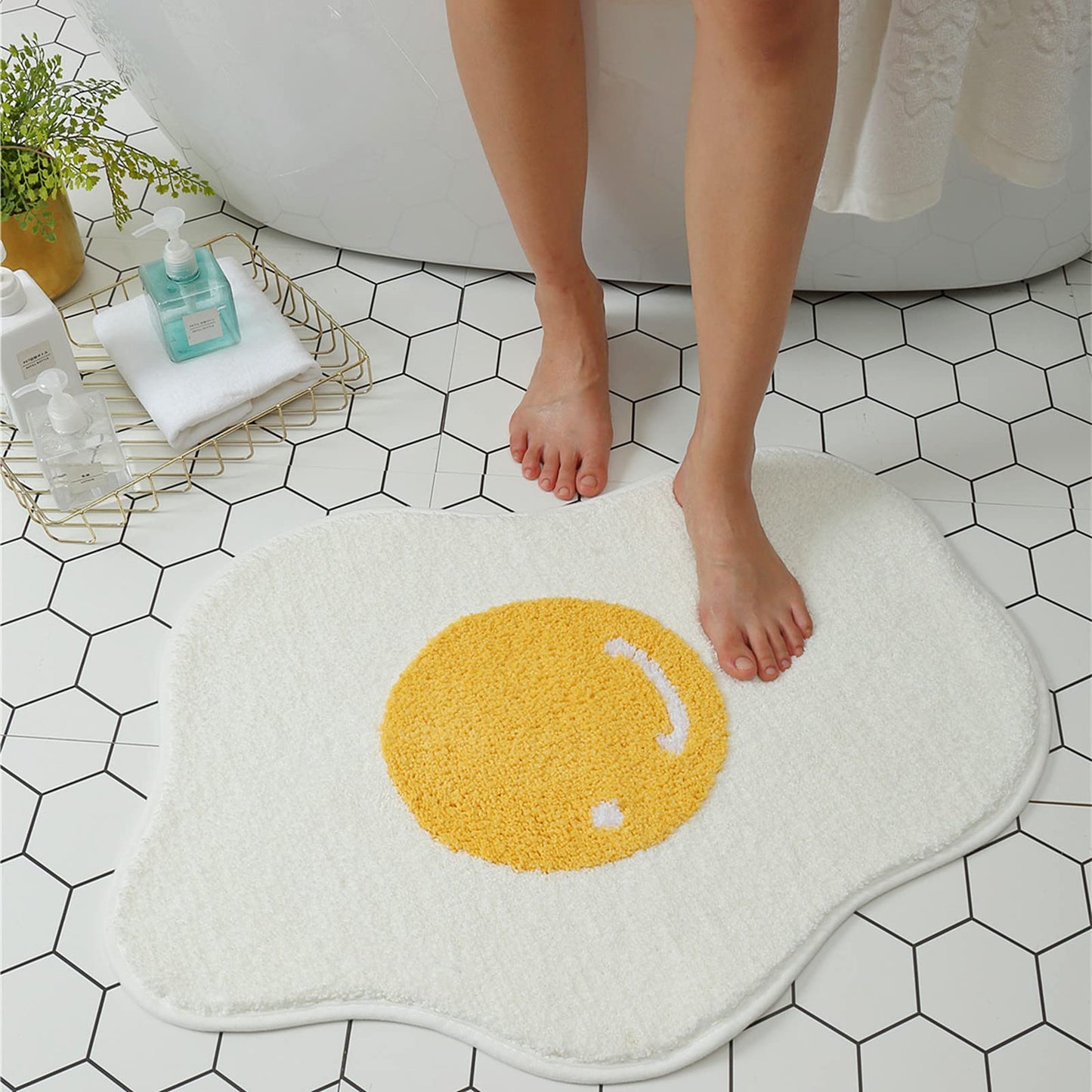 Egg Shape Bath Rug, 30"x21", Non Slip, Water Absorbent