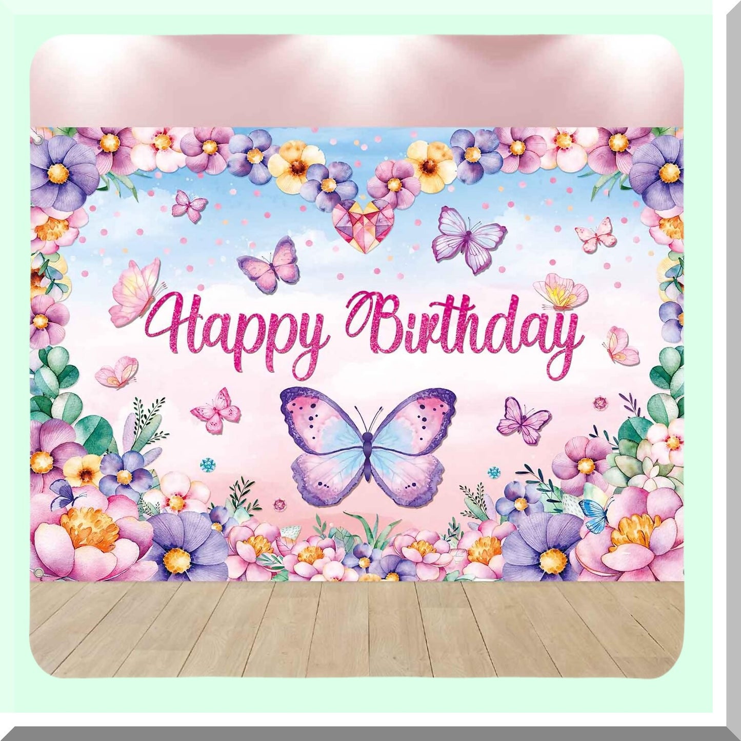 Butterfly Birthday Backdrop for Girls Party Decorations