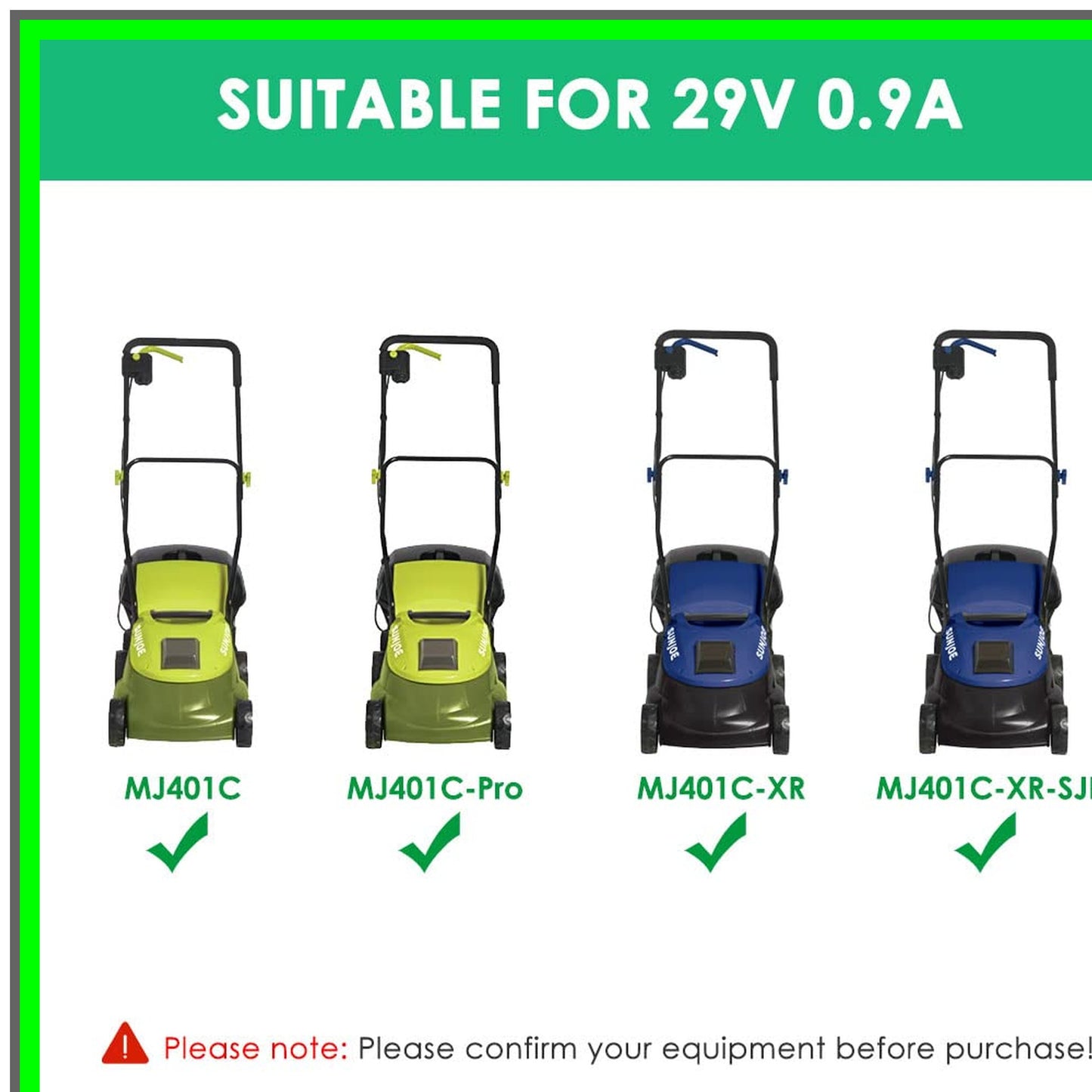 Efficient Replacement Charger for Sun Joe MJ401C Electric Lawn Mower