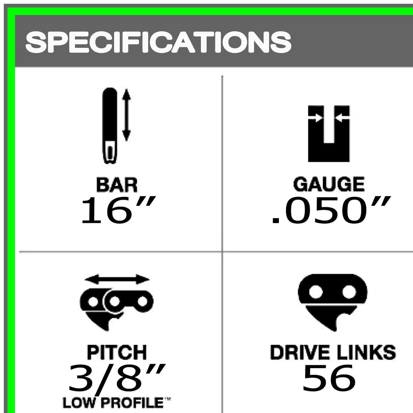 16 Inch Chainsaw Bar and Chain Set for ROIBY HUSQVARNA Homelite Earthwise