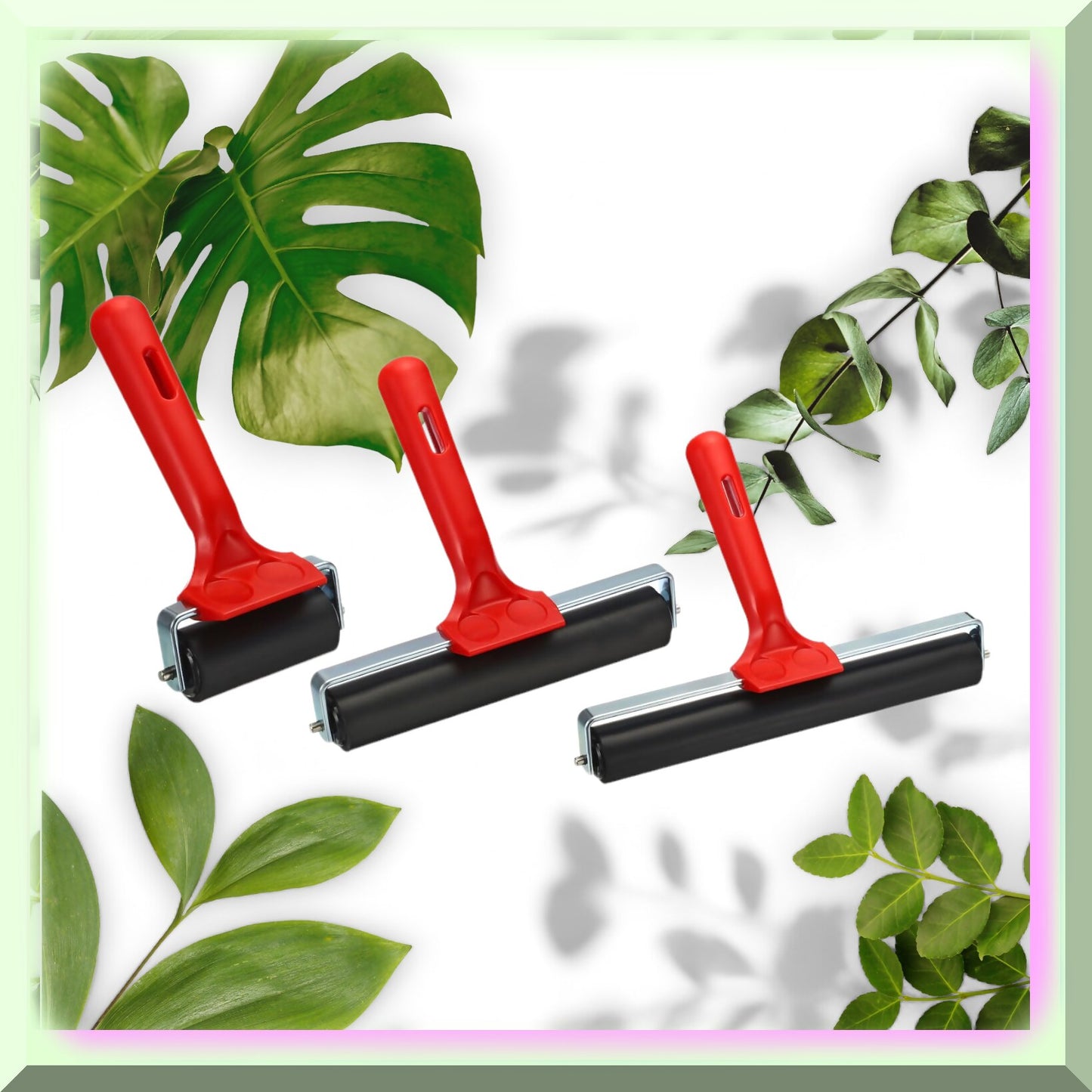 3 Pack Rubber Roller Brayer Set for Printing and Stamping