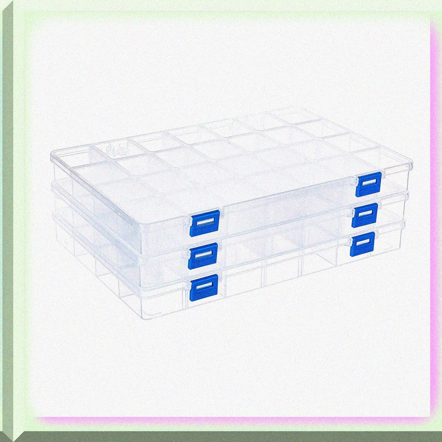 3PCS Plastic Jewelry Storage Box 28 Compartments Clear