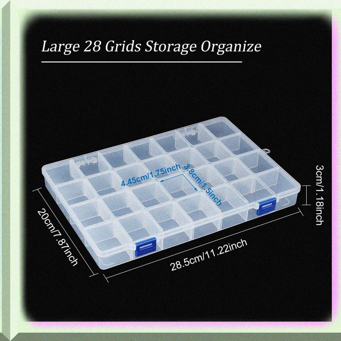 3PCS Plastic Jewelry Storage Box 28 Compartments Clear