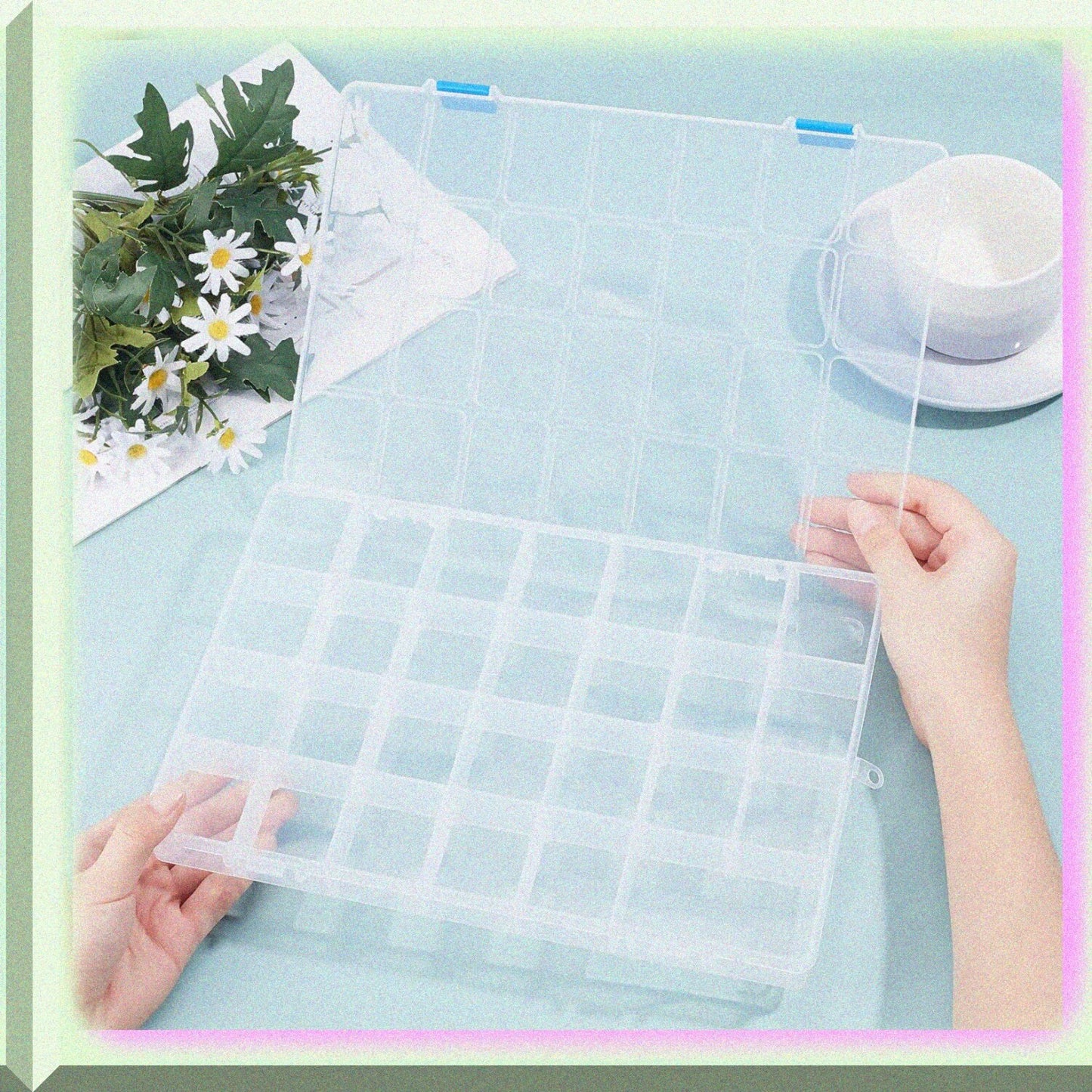 3PCS Plastic Jewelry Storage Box 28 Compartments Clear