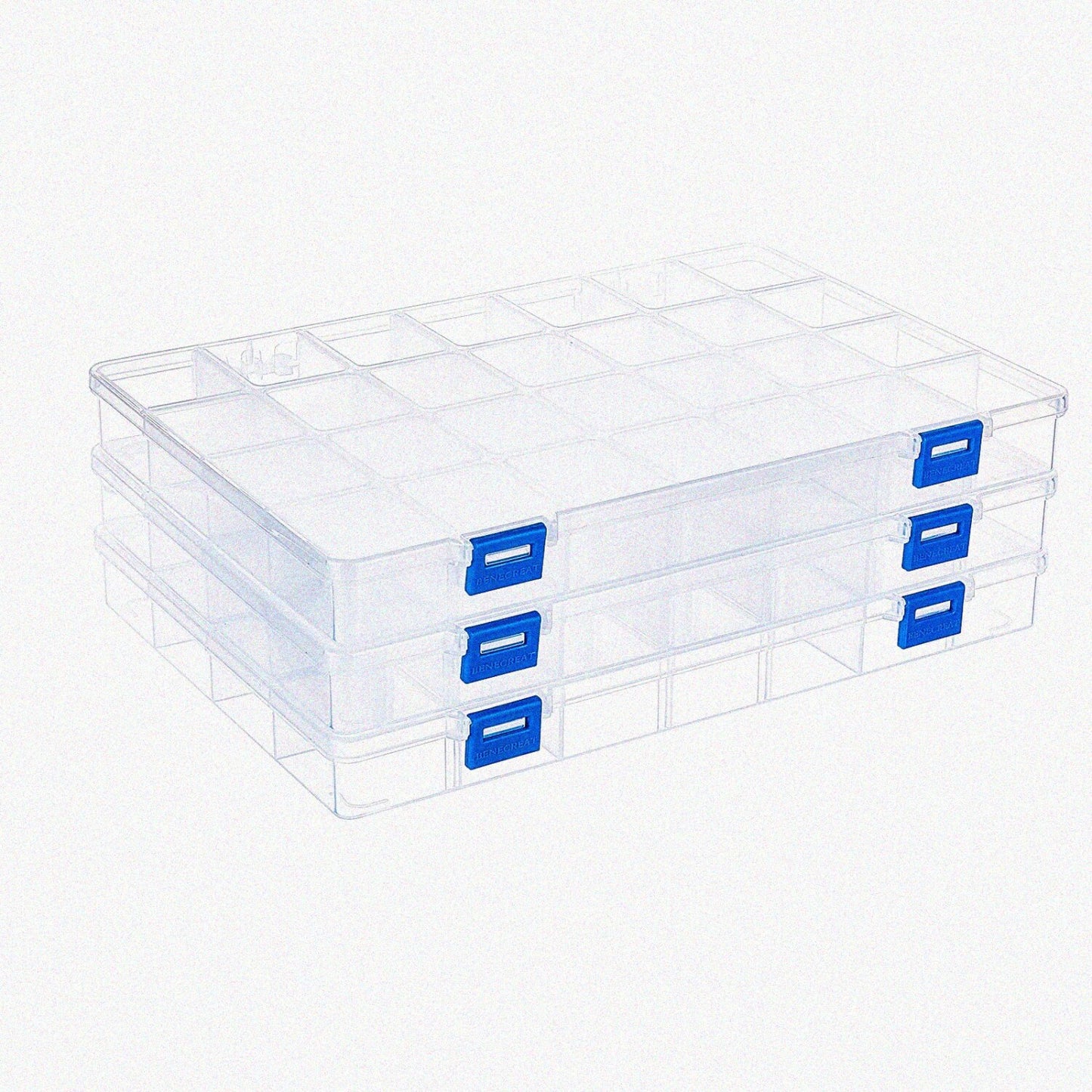 3PCS Plastic Jewelry Storage Box 28 Compartments Clear