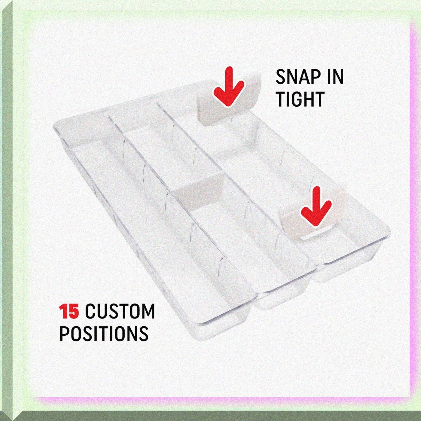 Clear Drawer Organizer with Adjustable Dividers 11"x17"x2"