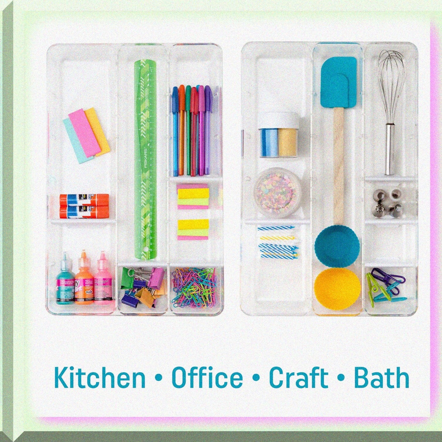 Clear Drawer Organizer with Adjustable Dividers 11"x17"x2"