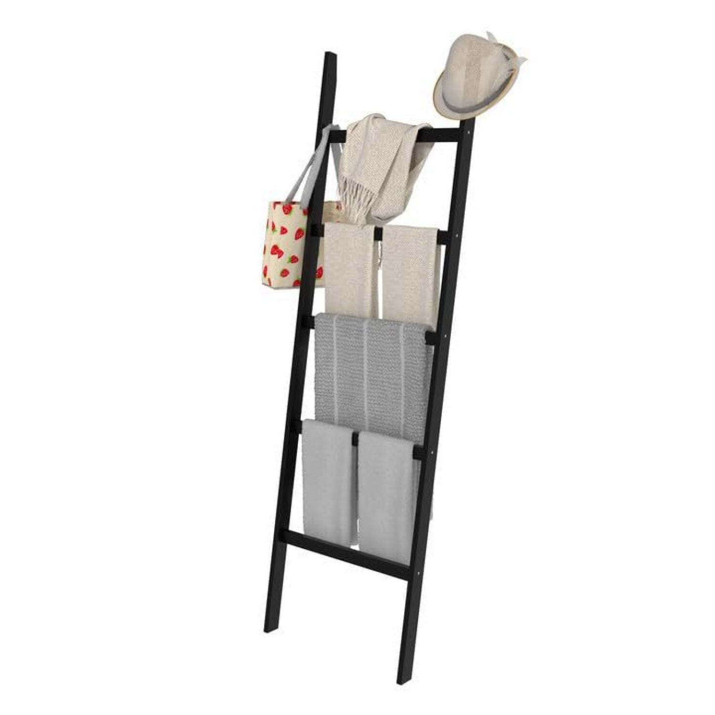 Black 5-Layer Blanket Ladder with Towel Racks