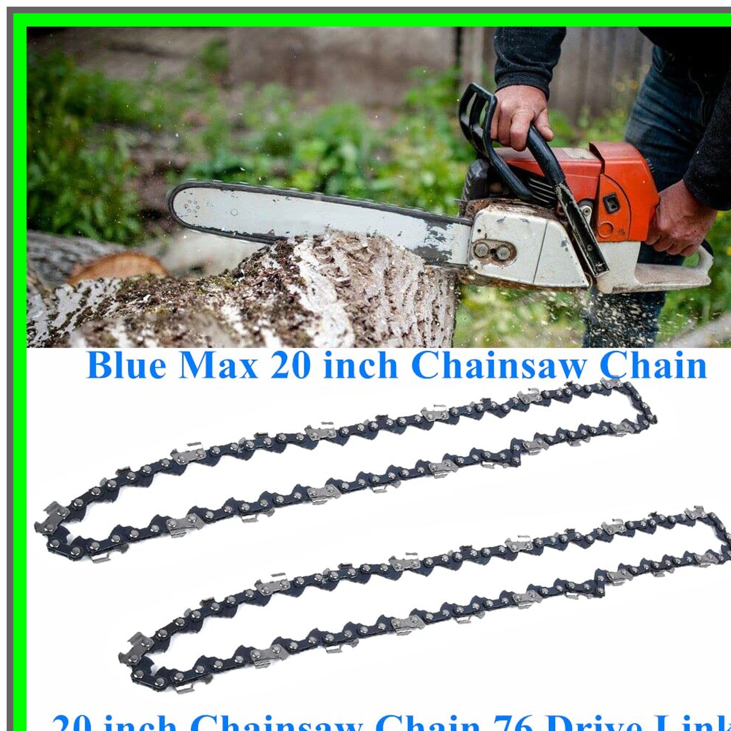 20-Inch Chainsaw Chain 2-Pack 325 Pitch 058 Gauge for Husqvarna Stihl Poulan