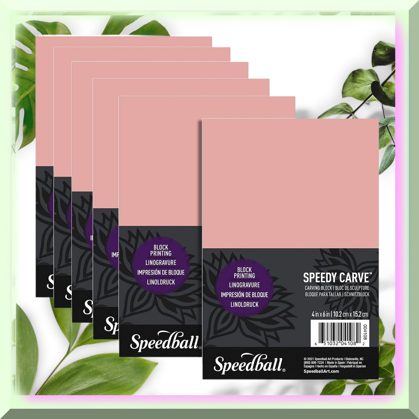 PinkPrint Linoleum Speedy-Carve Block Printing 4x6" 6-Pack