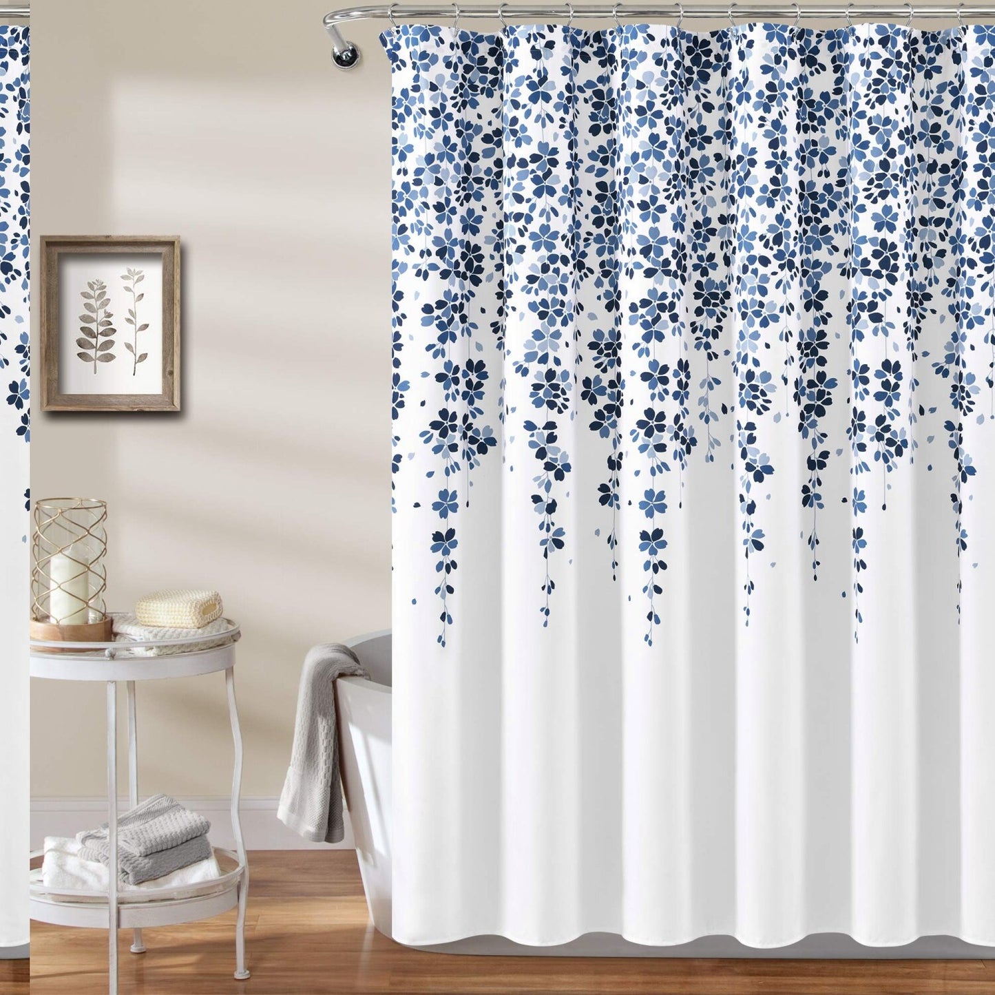 Weeping Flower Shower Curtain 72x72 Navy Blue