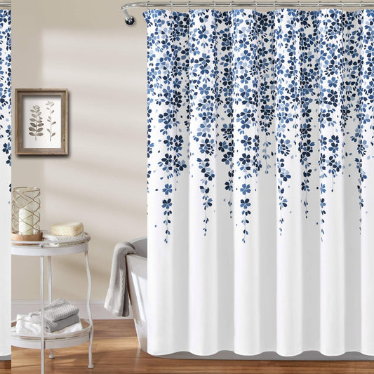 Weeping Flower Shower Curtain 72x72 Navy Blue