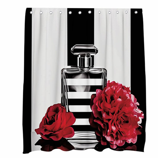 Floral Art Black White Shower Curtain 72x72