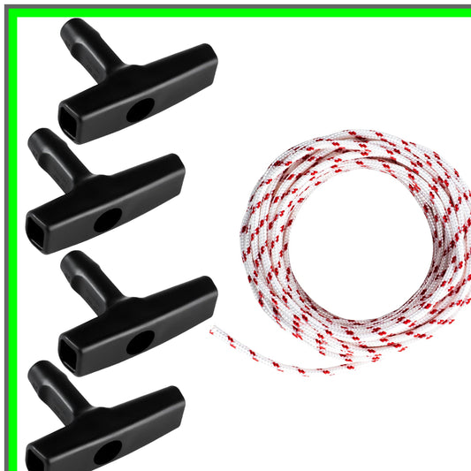 Durable 10-Meter Recoil Starter Rope with 4 Handles for Lawn Equipment