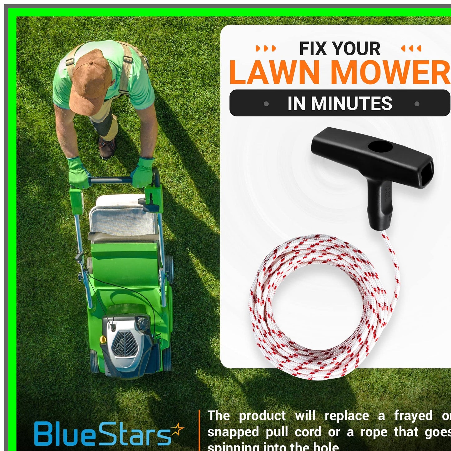 Durable 10-Meter Recoil Starter Rope with 4 Handles for Lawn Equipment