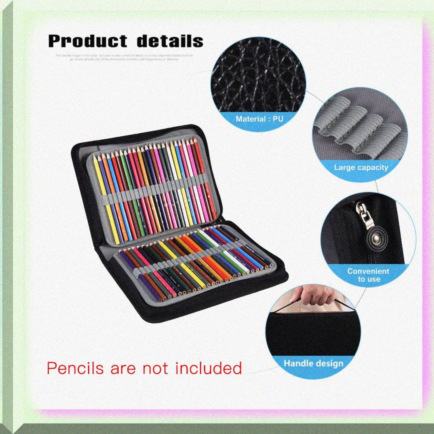 150 Slots Colored Pencil Case Black 28.5x20.5x5cm