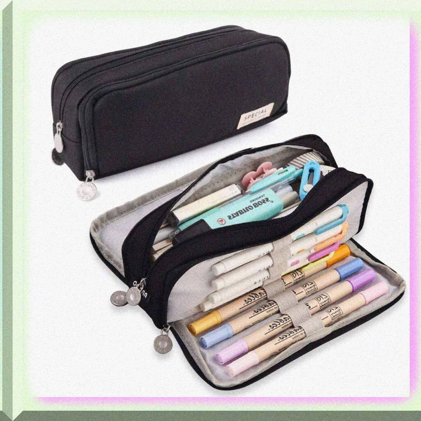 Large 4-Compartment Pencil Case Oxford Storage