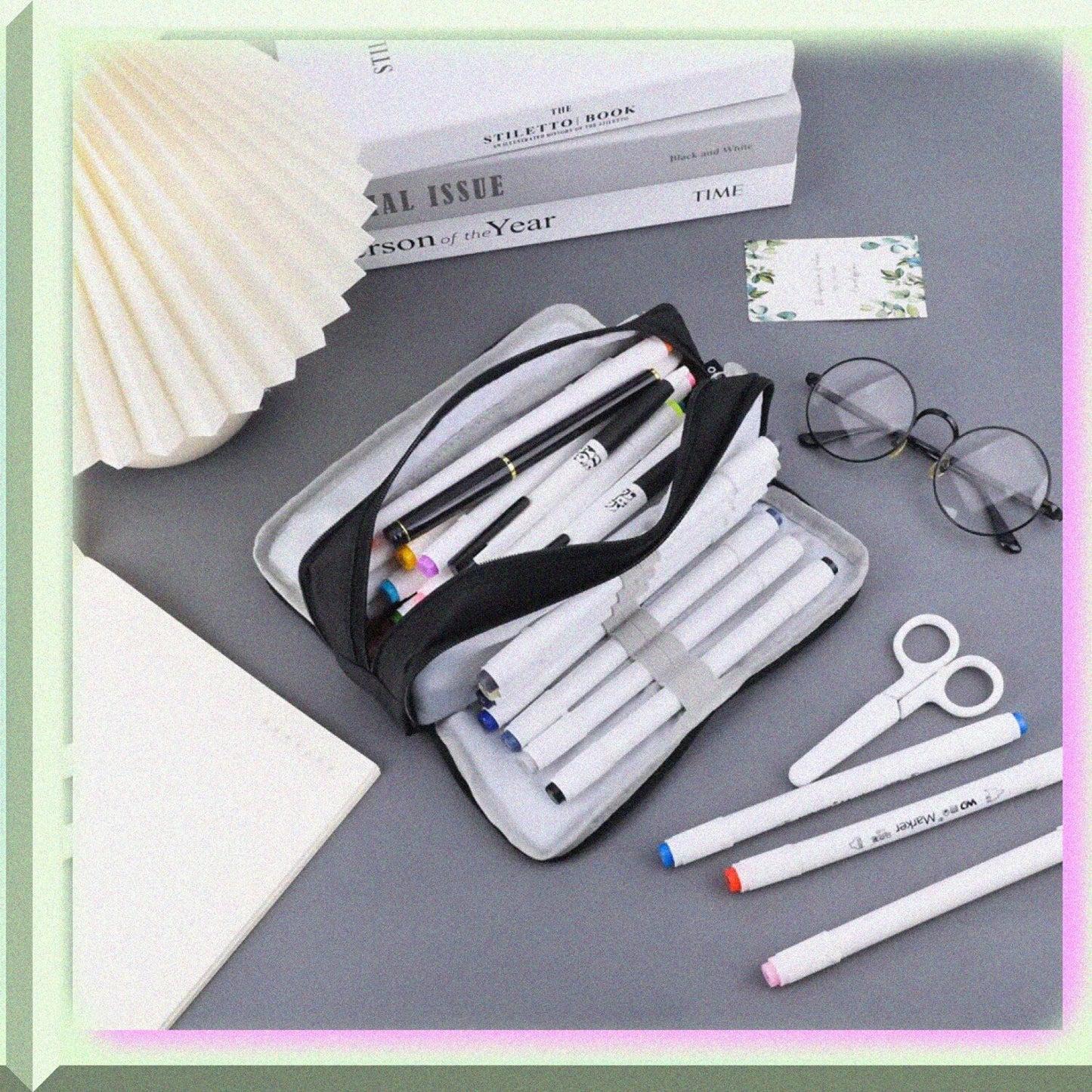 Large 4-Compartment Pencil Case Oxford Storage