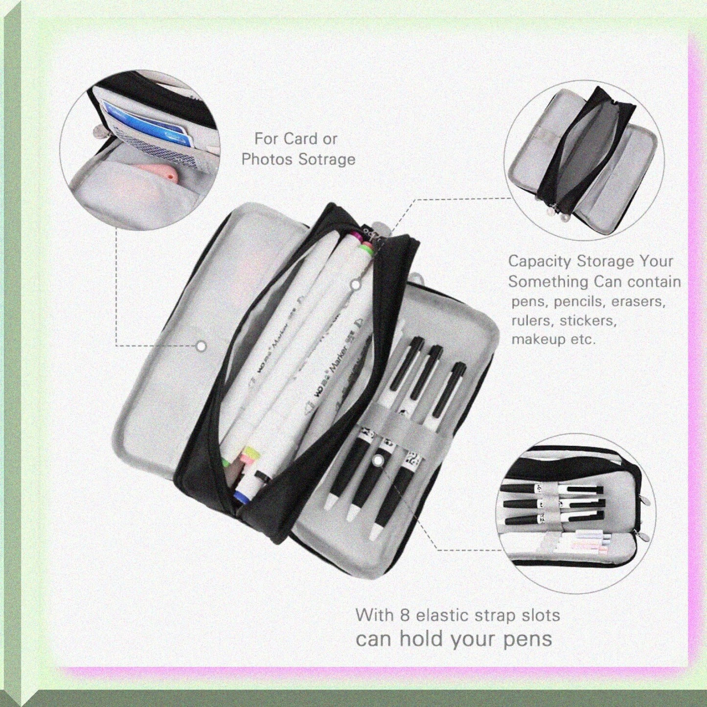 Large 4-Compartment Pencil Case Oxford Storage
