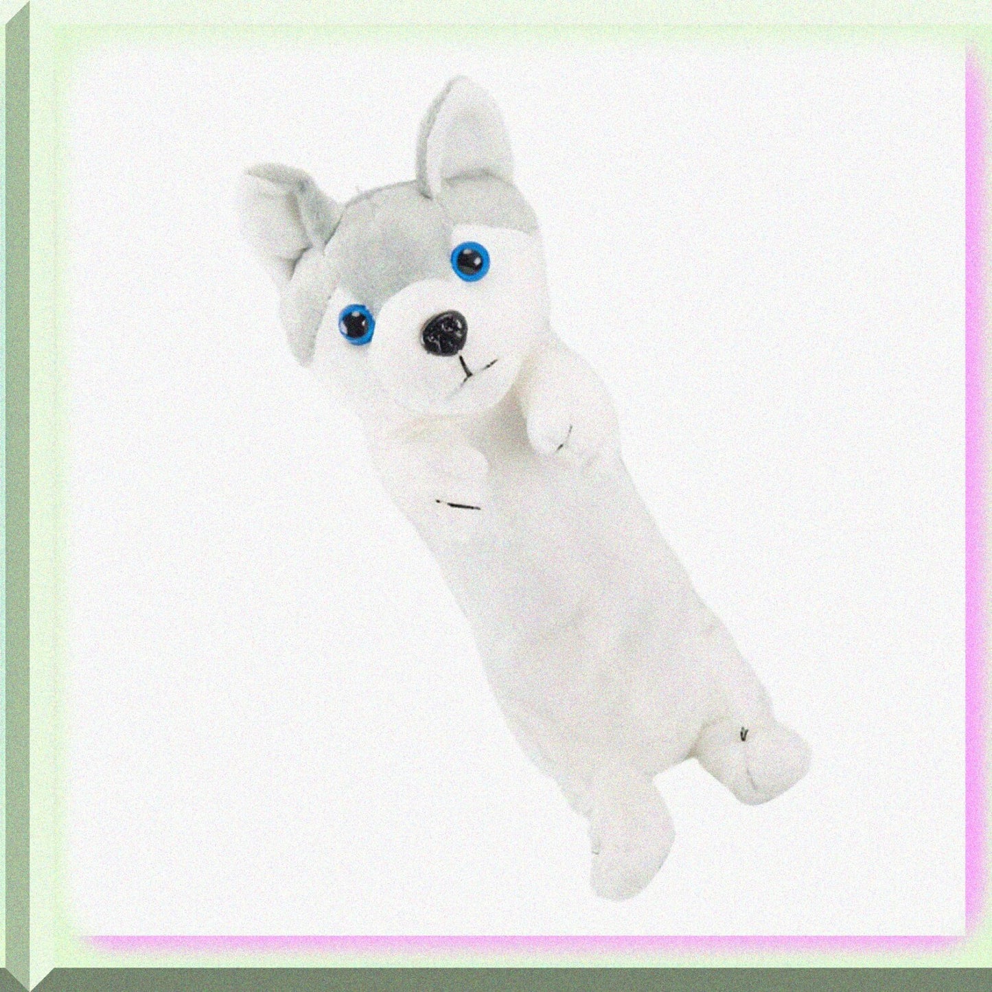 Dog Shape Plush Pencil Case White Husky 21x8x8cm