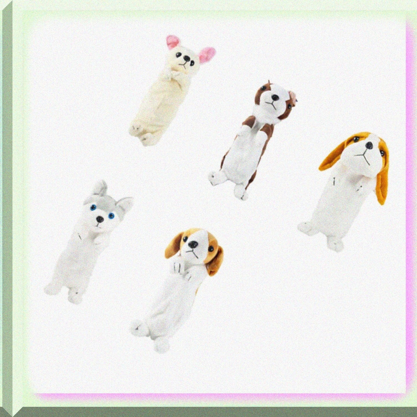 Dog Shape Plush Pencil Case White Husky 21x8x8cm