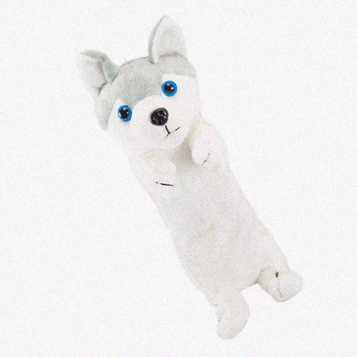 Dog Shape Plush Pencil Case White Husky 21x8x8cm