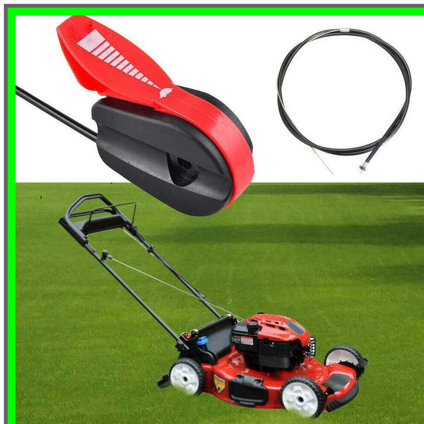 Universal 65" Lawn Mower Throttle Cable Repair Kit with Control Switch Handle