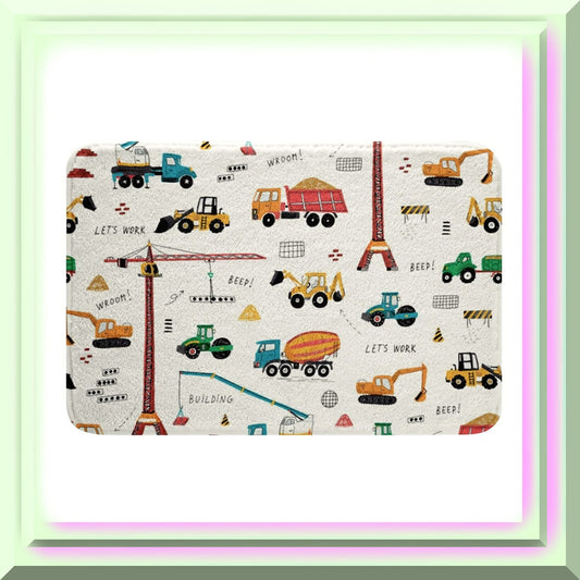 Kid Excavator Tractor Bath Mat 20" x 32"