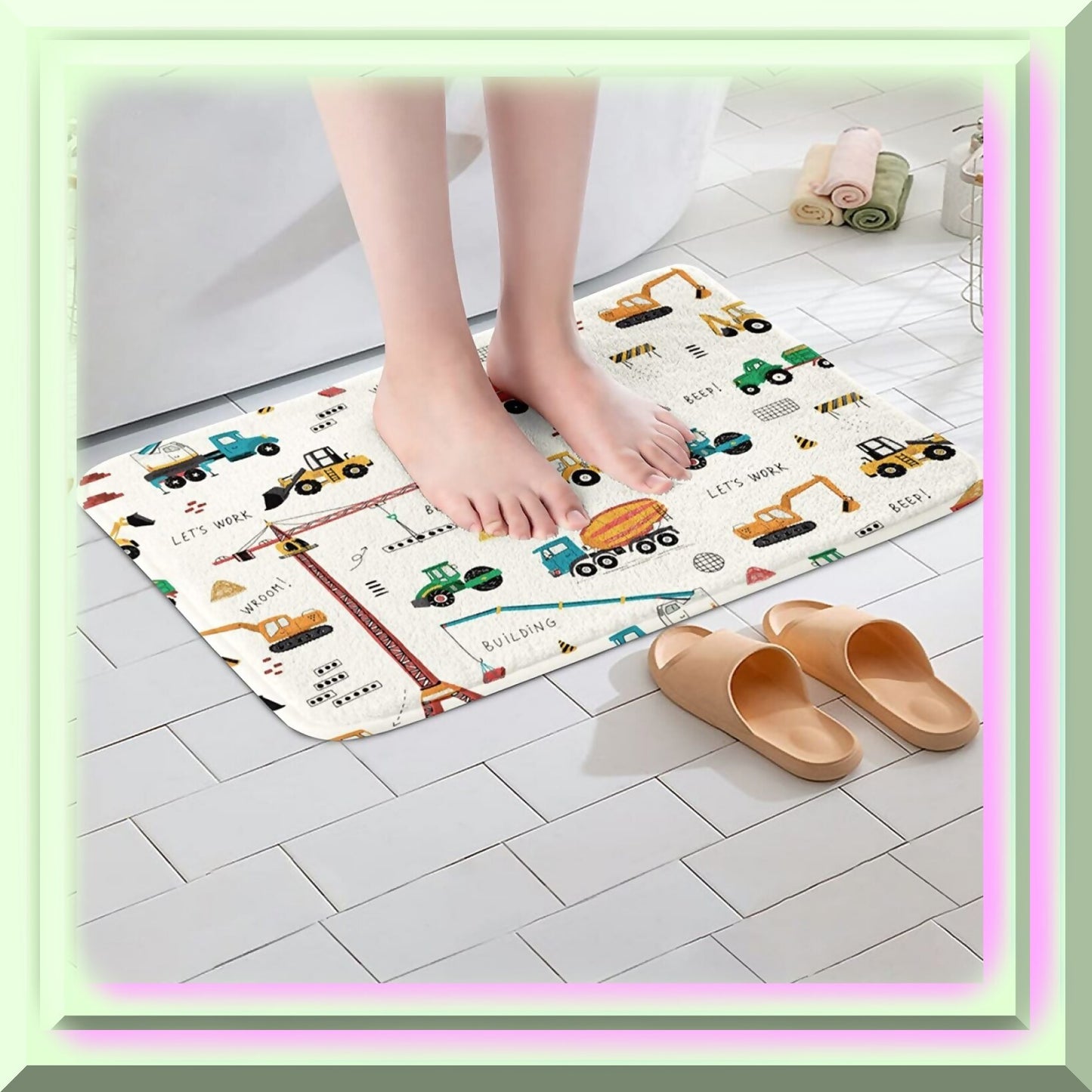 Kid Excavator Tractor Bath Mat 20" x 32"