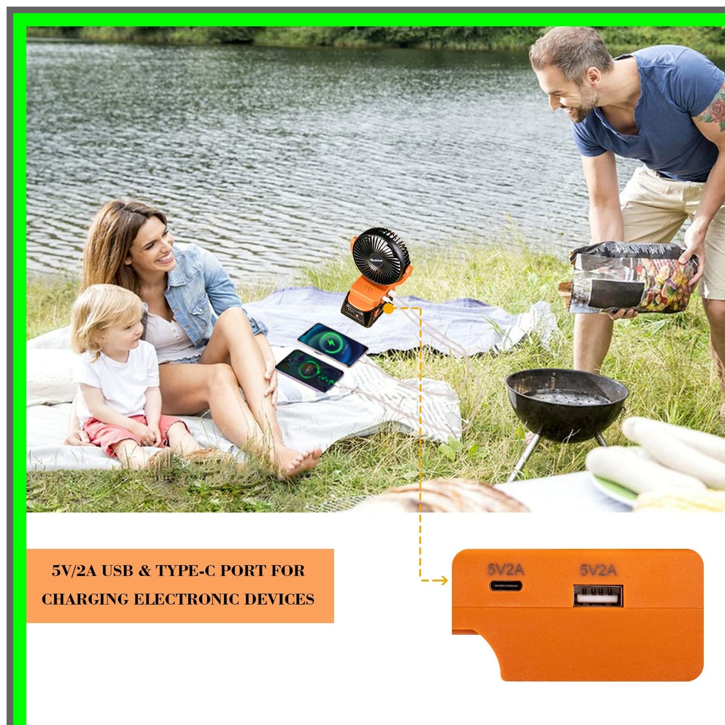 Cordless Portable Fan for AEG 18V Batteries with Fast USB Charging