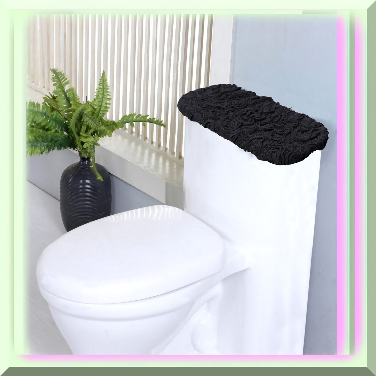 10"x22" Cotton Tufted Bath Rug Black