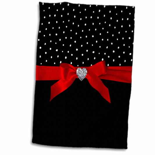 Polkadots Black and White Dots Confetti Towel 15x22