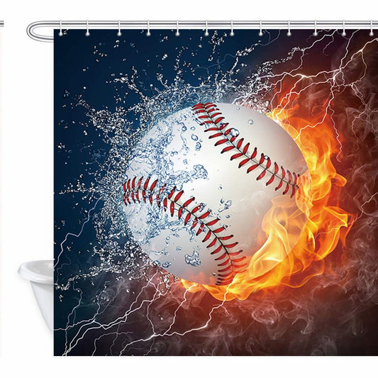 Baseball Shower Curtain 69x70 Inches Polyester Waterproof