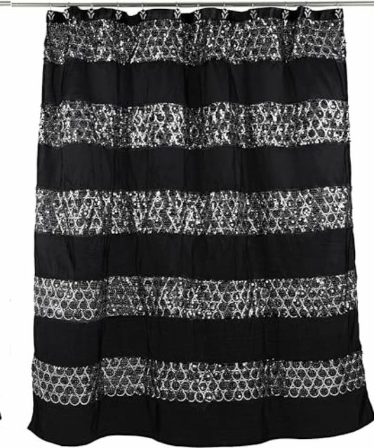 Black Fabric Shower Curtain 72 x 70