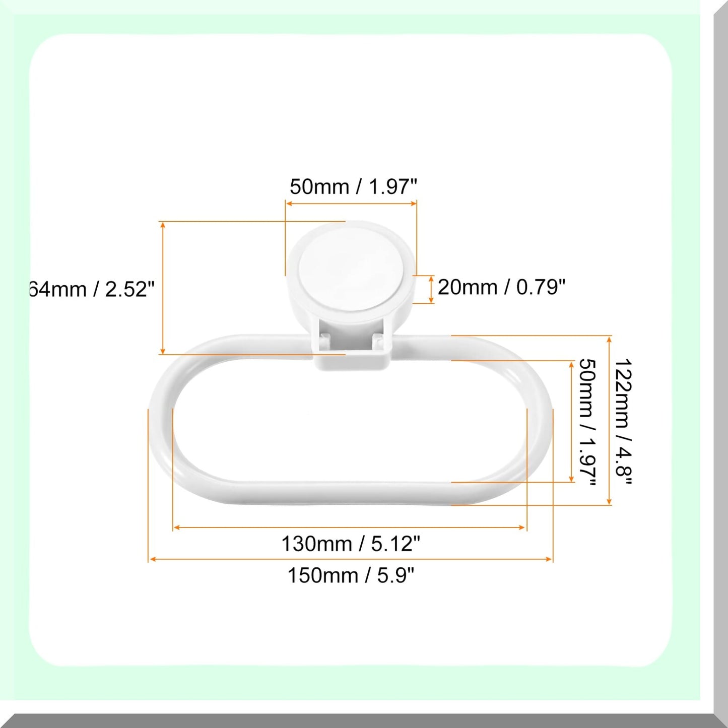 2 Pack Wall Mounted Oval Towel Ring White
