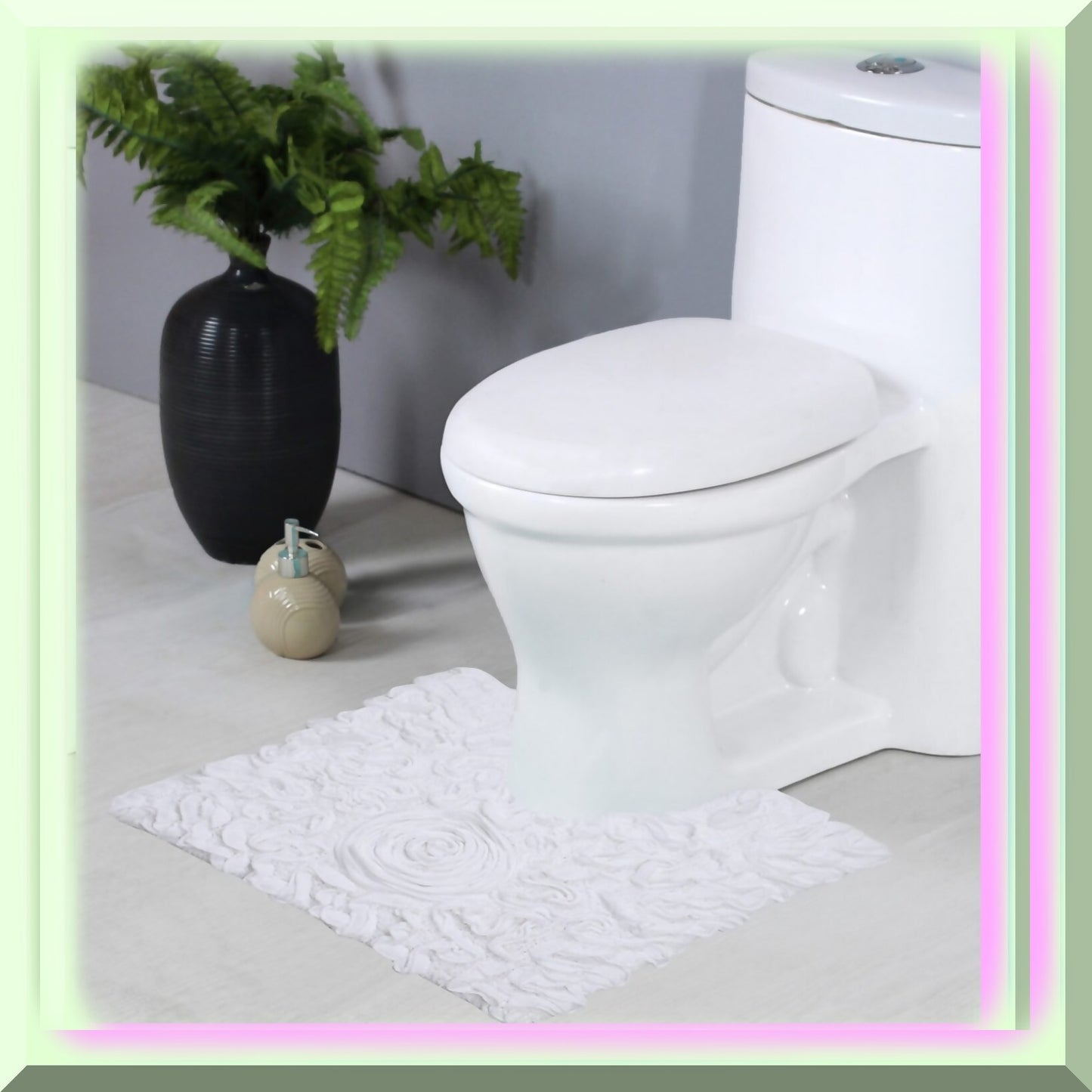 20"x20" Cotton Tufted Bath Rug, White