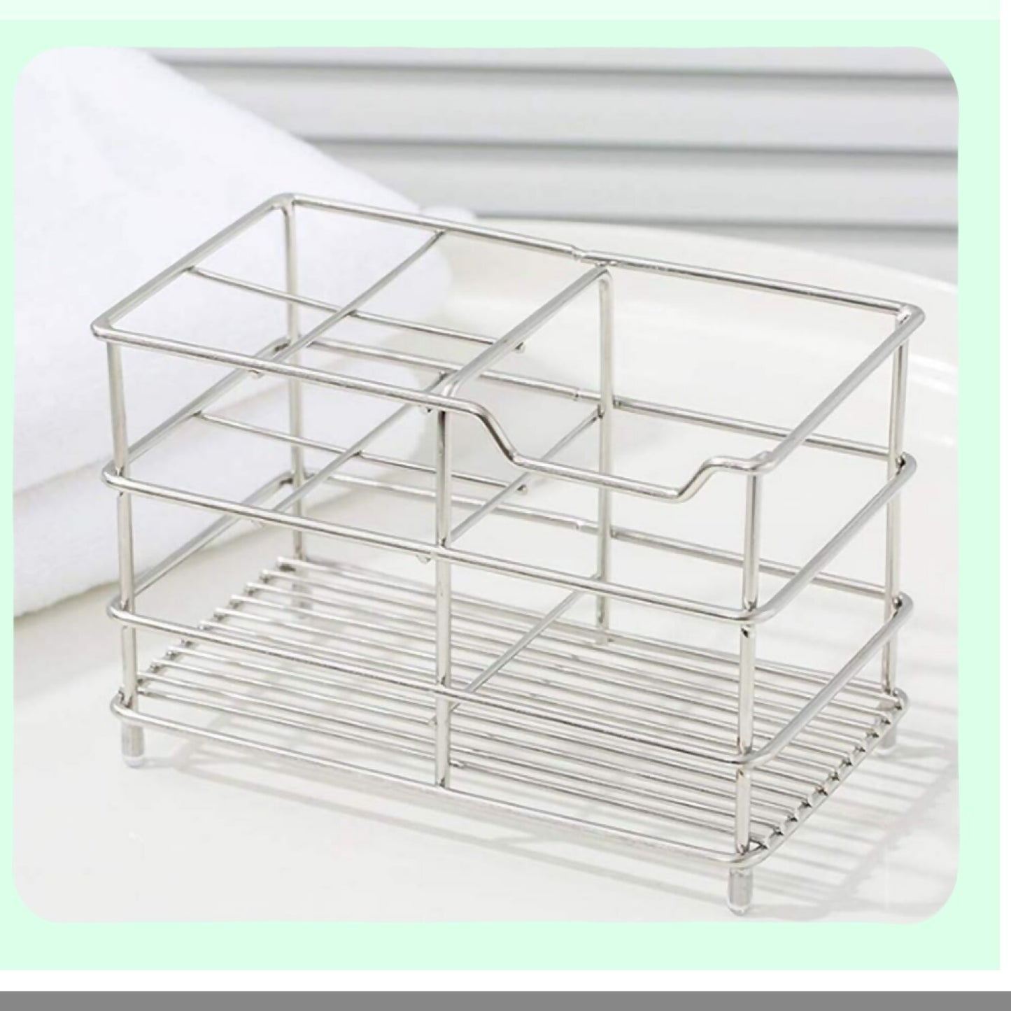 Stainless Steel Toothbrush Holder 4 Slots Silver
