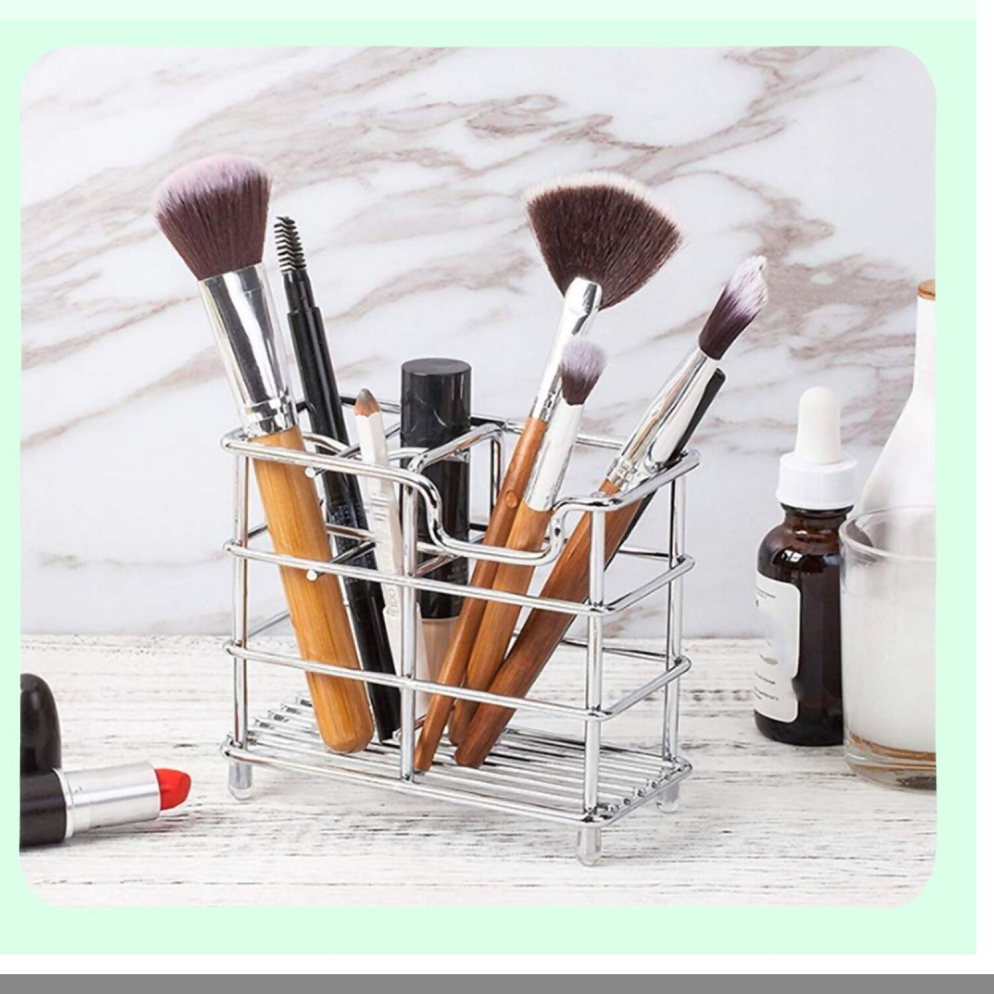 Stainless Steel Toothbrush Holder 4 Slots Silver