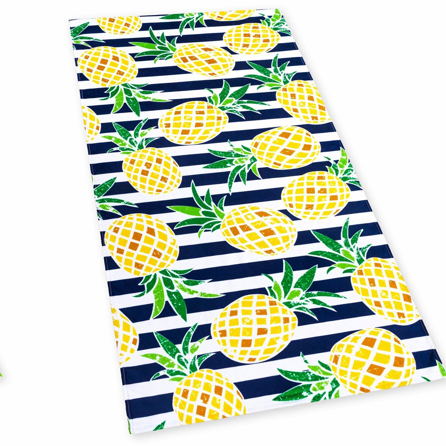 Pineapples Stripes Beach Towel 30x60 Navy