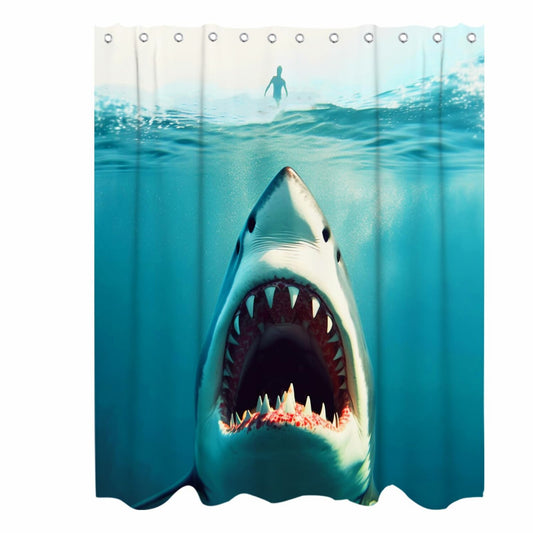 Funny Shark Underwater Theme Fabric Shower Curtain 72x72 inch