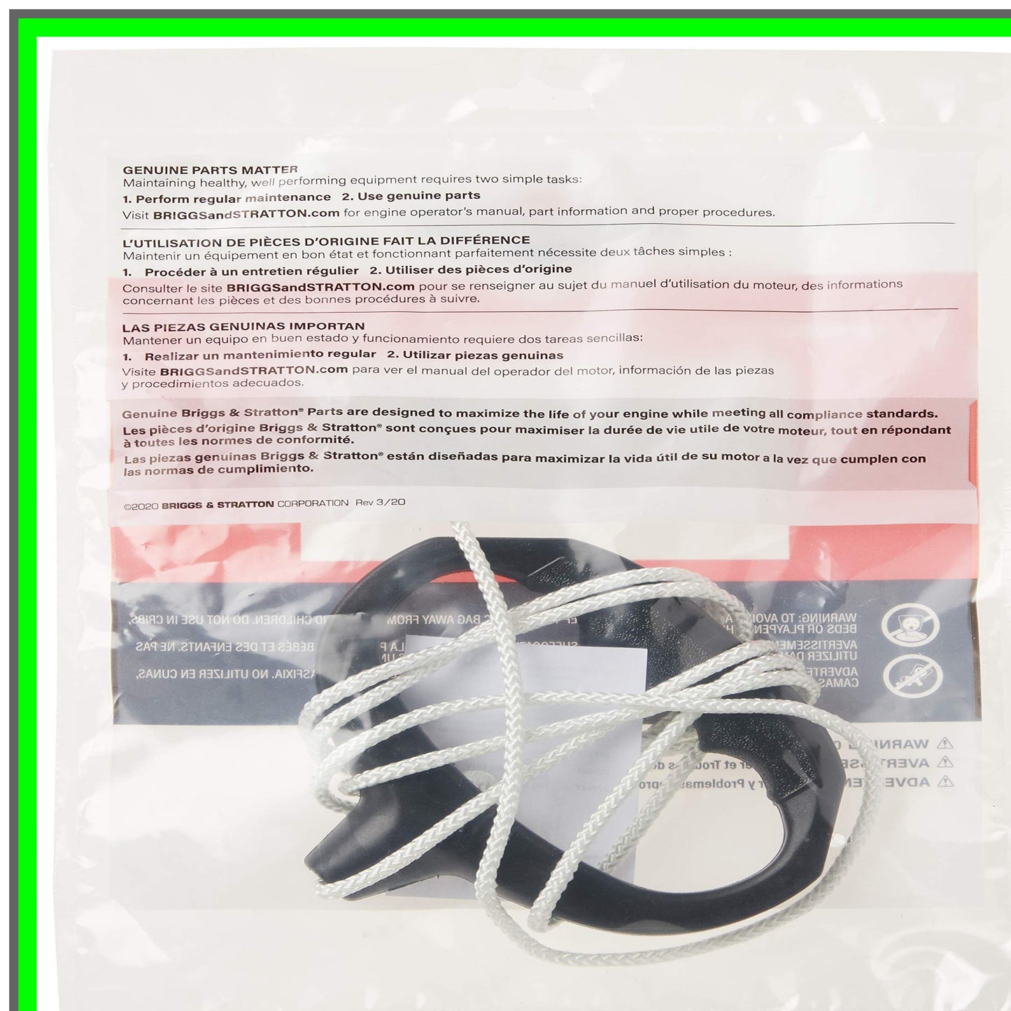 Snow Thrower Starter Handle and Rope Replacement Kit