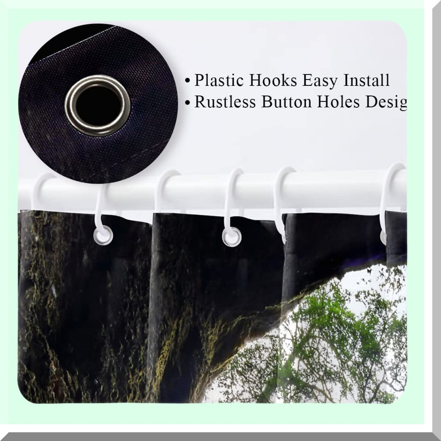 Waterfall Shower Curtain 72"x84" Tropical Nature Landscape